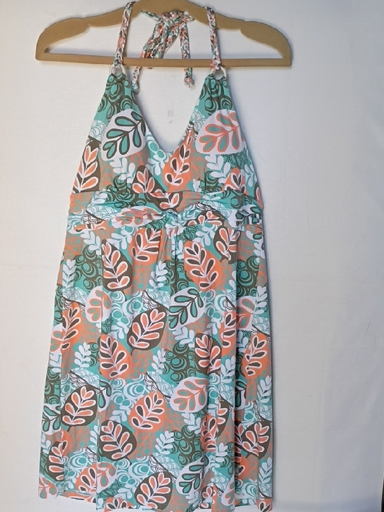 Tommy Bahama Dresses & Skirts - Tommy Bahama Women's Summer Dress Light Aqua & Coral Printed Halter Size L
